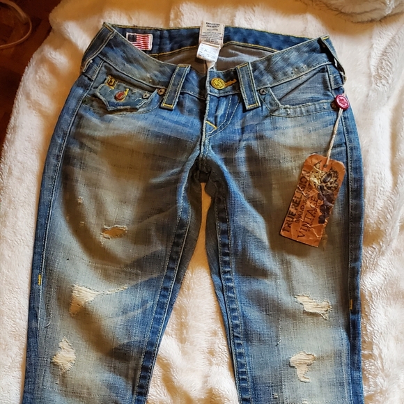 True Religion Women's Vintage Billy Gold Jeans NWT - Picture 4 of 8